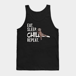 Funky Relaxed Lazy Sloth Eat Sleep Chill Repeat Tank Top